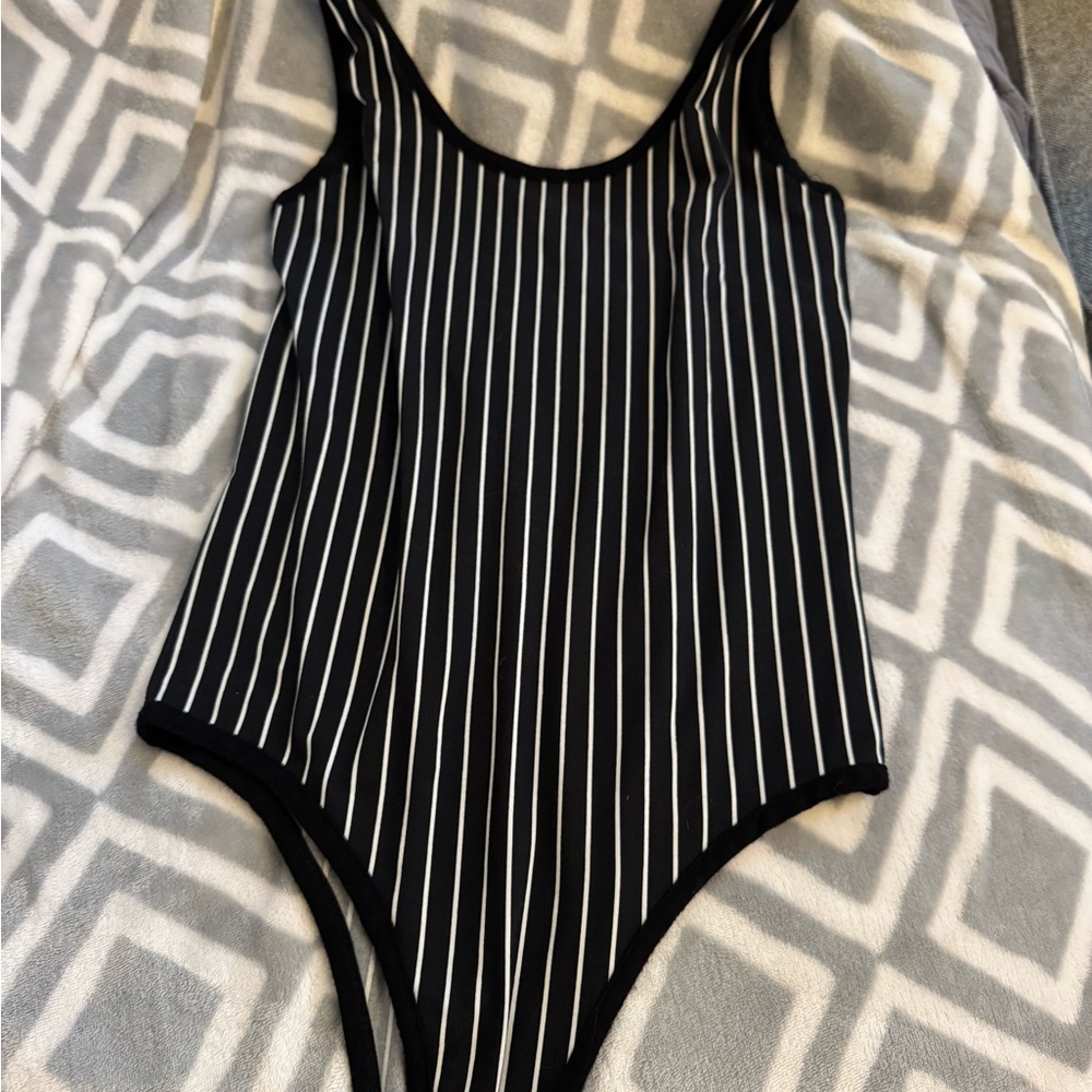 Beware Striped Bodysuit